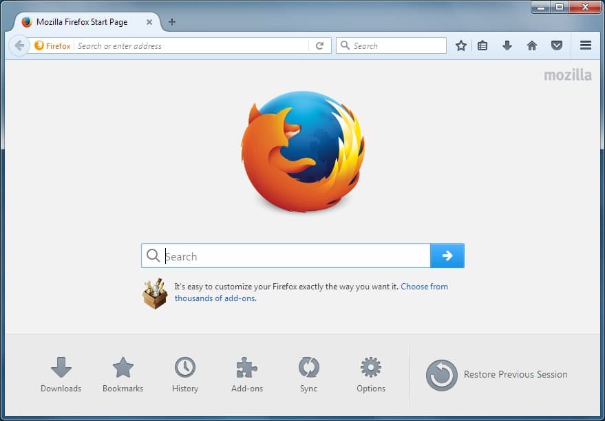 Mozilla firefox search engine home page - set your favorite one